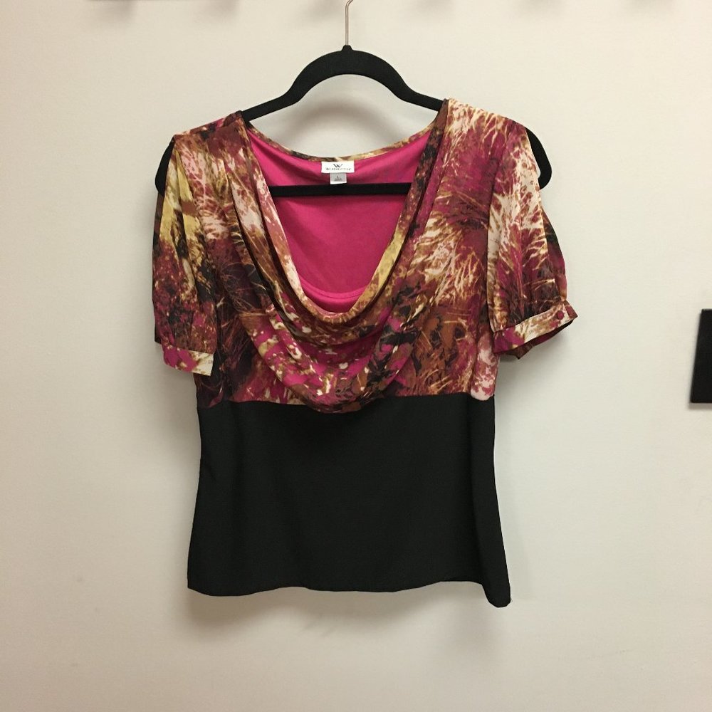Worthington Ladies Draped Neck Cold Shoulder Top  - Size L